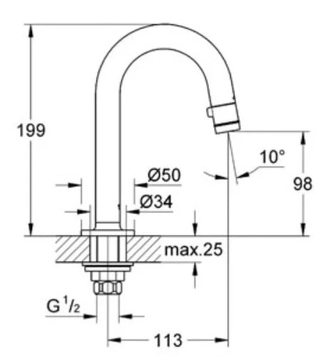 Grohe Universal robinet eau froide - bec C 93 mm - chrome