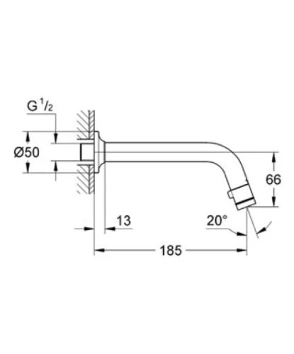 Grohe Universal robinet eau froide mural - bec 185 mm - chrome