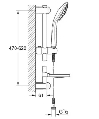 Grohe Euphoria set de douche 600 mm - chromé - douchette à main Massage Ecojoy - flexible de douche 1/2 x 1750 mm - avec porte-savon