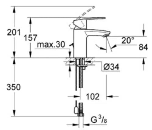 Grohe Eurostyle Cosmopolitan mitigeur lavabo - écojoy - chromé - avec chainette