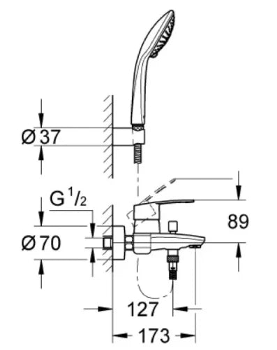 Grohe Eurostyle Cosmopolitan mitigeur 1/2" bain/douche avec set de bain