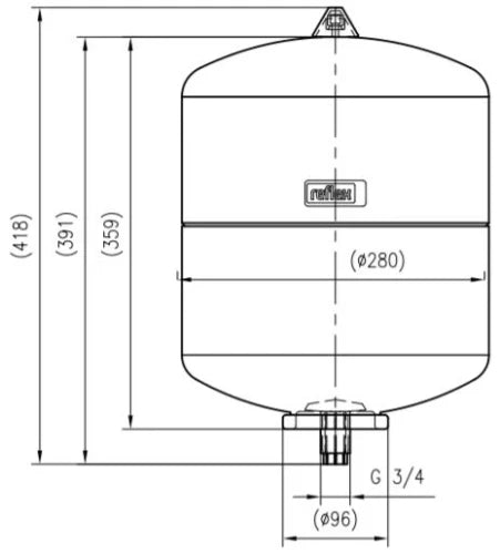 Reflex DD vase d'expansion de pression à vessie traversé (san), vert, 18ltr
