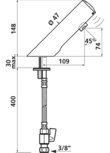 Delabie Tempomatic 1/2 robinet lavabo éléctronique avec détection des mains - pile 6V
