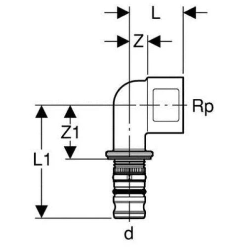 Geberit Mepla coude de transition 90° MF 26 x 3/4 F