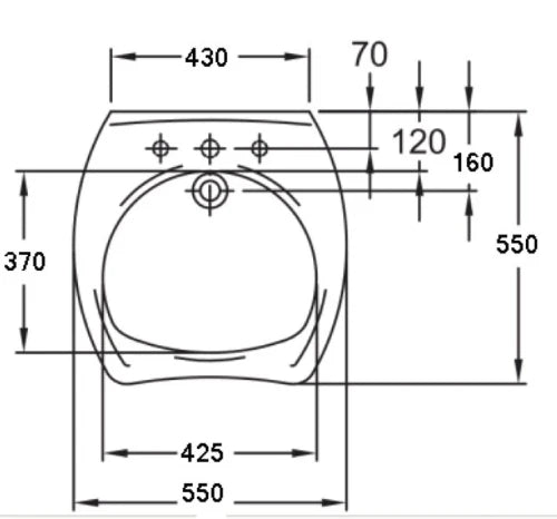Geberit Vitalis lavabo pour les personnes handicapées 550 x 550 mm - blanc - sans trou de robinet - avec trop-plein