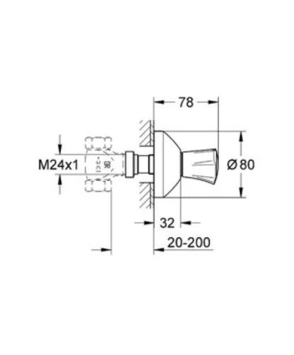 Grohe Costa L tête de robinet M24 X 1 chromé pour robinet d'arrêt encastré - ex 19820001