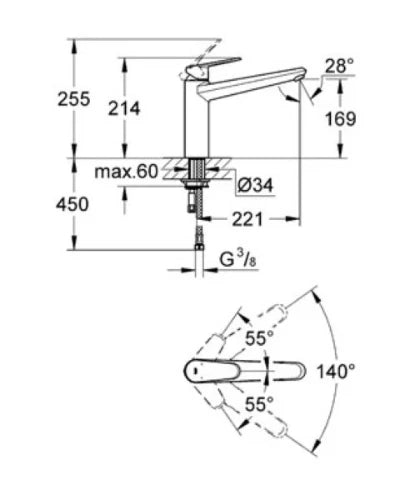 Grohe Eurodisc Cosmopolitan mitigeur cuisine - chromé