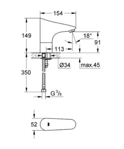 Grohe Europlus E robinet lavabo électronique écojoy chromé avec batterie, sans mélange