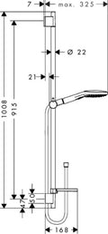 Hansgrohe Unica S Puro set de douche Select E 120 3 jets 90CM  chromé avec barre murale, porte-savon et flexible 160cm