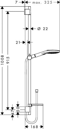 Hansgrohe Unica S Puro set de douche Select E 120 3 jets 90CM  chromé avec barre murale, porte-savon et flexible 160cm