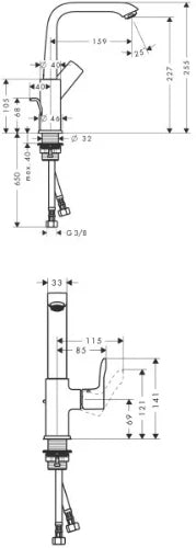 Hansgrohe Metris E² mitigeur lavabo bec pivotant chromé avec vidage, bec rehaussé