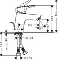 Hansgrohe Logis mitigeur lavabo - chromé - avec vidage automatique - chromé - comfortzone 70 - safety function