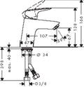 Hansgrohe Logis mitigeur lavabo bec fixe chromé Comfortzone 70, safety function, sans vidage