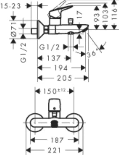 Hansgrohe Logis mitigeur bain - chromé - safety function