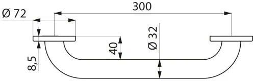 Delabie barre de maintien 32 x 300 mm - inox poli