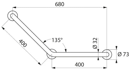 Delabie support coin 135° 32 x 400 x 400 mm - blanc nylon