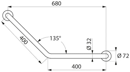 Delabie L-barre de maintien 32 x 400 x 400 mm - inox poli