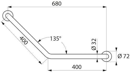 DELABIE RVS greep 135° 400x400 - diam 32mm rvs gesatineerd