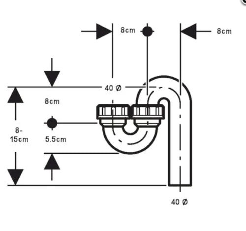 GEBERIT PE sifon inlaat vertik/uitlaat vertik 40mm zwart (99)