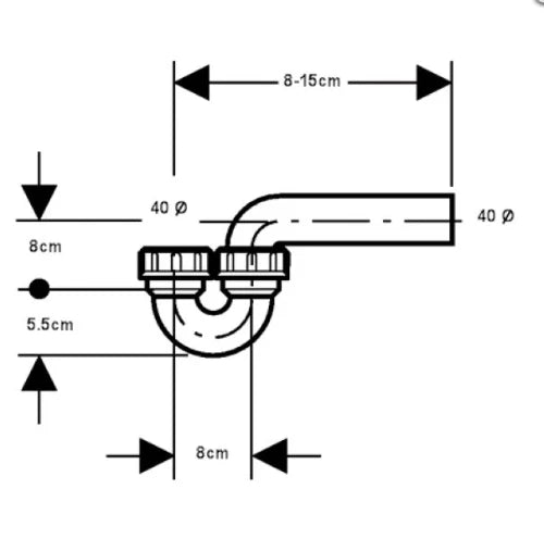 Geberit PE siphon 40 x 40 mm - entrée verticale/sortie horizontale