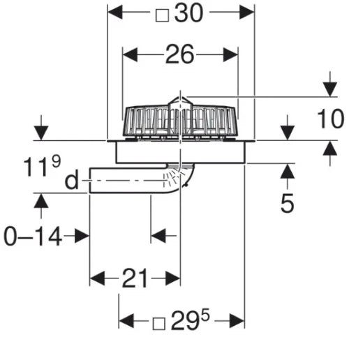 Geberit Pluvia entonnoir avec bride de serrage pour étanchéité synthétique pour toiture 56 mm (débit d'évacuation maximal 9l/s)