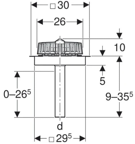 Geberit Pluvia entonnoir avec bride de serrage pour étanchéité synthétique pour toiture 56 mm (débit d'évacuation maximal 12l/s)