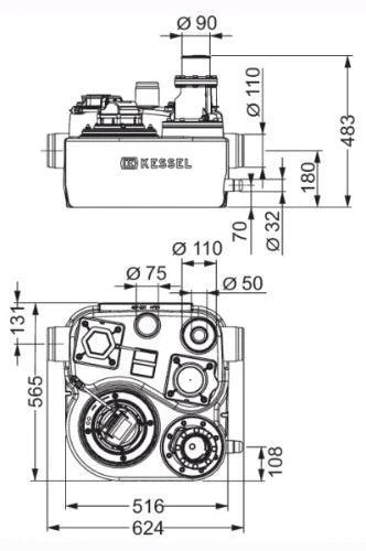 KESSEL Aqualift F basic opvoerpomp met vergruizer  zwart