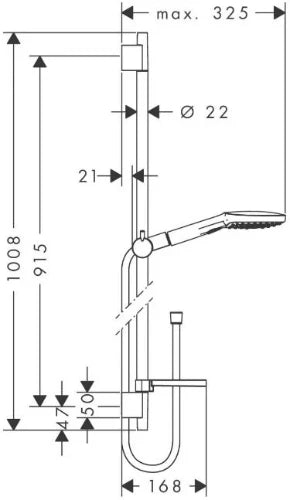 Hansgrohe Select E 120 90CM ! set de douche chromé Unica'sPuro EcoSmart 3jet a/barre de douche, porte savon et flex 160cm