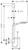 Hansgrohe Select S 120 90CM ! set de douche chrome Unica'sPuro EcoSmart 3jet a/barre de douche, porte savon et flex 160cm