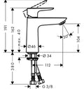 Hansgrohe Talis E mitigeur lavabo Comfortz110 chromé sans vidage
