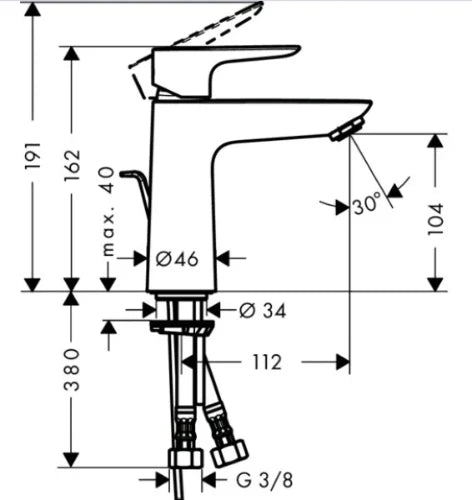 Hansgrohe Talis E 110 mitigeur lavabo avec vidage automatique - chromé - démarrage à froid