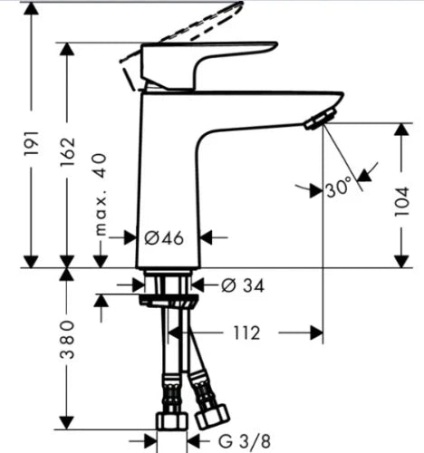 Hansgrohe Talis E 110 mitigeur lavabo sand vidage - chromé - démarrage à froid