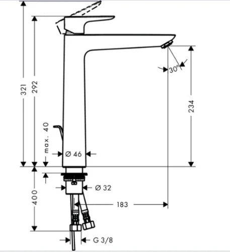 Hansgrohe Talis E mitigeur lavabo ComfortZ240 chromé avec vidage avec tirette