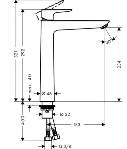 Hansgrohe Talis E 240 mitigeur lavabo rehaussée sans vidage - chromé