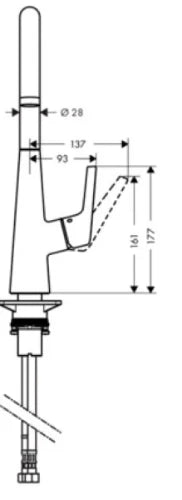 MELANGEUR DE CUISINE MONO-COMMANDE HANSGROHE TALIS S chromé comfortzone 260 monté a/la poignée à droite ou à gauche du corps