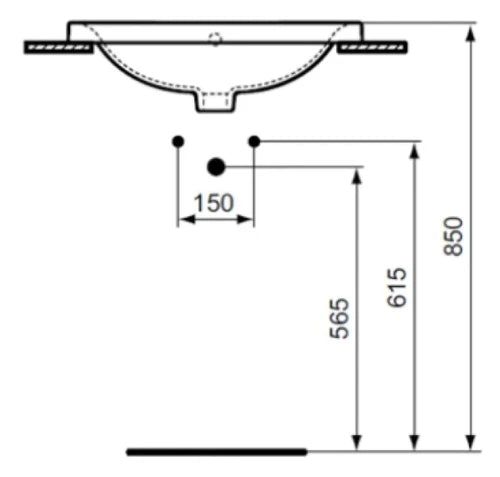 Ideal Standard Connect lavabo encastré 500 x 390 mm - blanc - avec trou de robinet - avec trop-plein