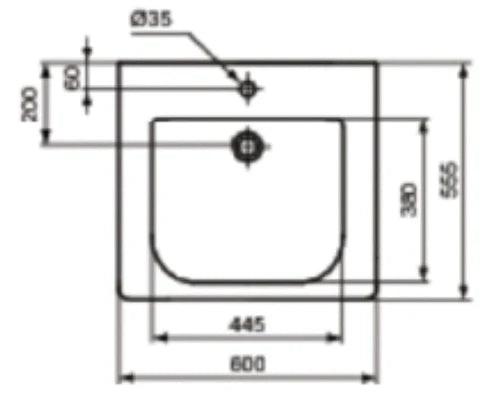 Ideal Standard Non Residential - Connect Freedom lavabo pour personnes handicapées 600 x 550 x 165 mm - blanc - avec trou de robinet - avec trop-plein