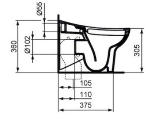 Ideal Standard Contour 21 cuvette pour enfant Rimless sorti H Back to Wall sans bride - blanc - B315xD490 - Connection eau direct