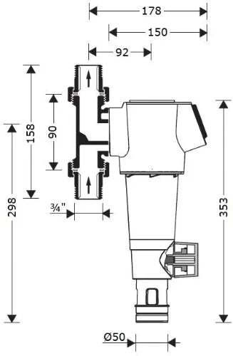 Braukmann F74CS filtre à eau auto-nettoyant à rinçage inversé FF 3/4 x 3/4 - avec protection UV