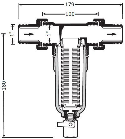 Braukmann MiniPlus filtre à eau avec rinçage manuelle FF 4/4 x 4/4 - max 40°C - grosseur maille 100µm
