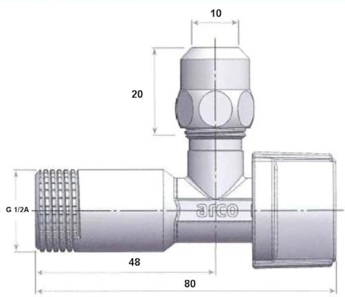 Arco A-80 robinet d'arret équerre à bille avec clapet anti-retour MF 1/2 x 10 mm - chromé - Belgaqua