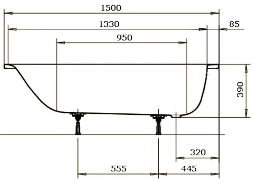Kaldewei Eurowa baignoire acier émaillé 1500 x 700 mm - blanc - sans pieds
