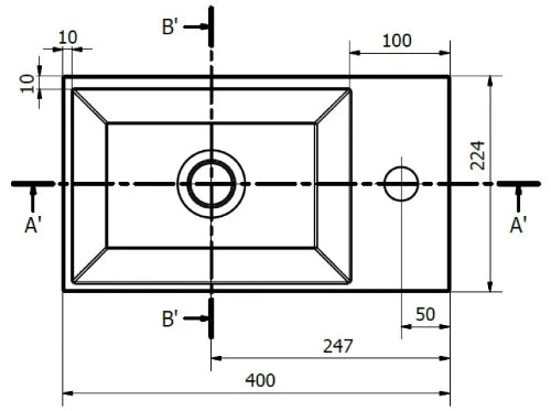 Procasa Thiny lave-mains 400 x 220 mm - blanc mat - solid surface - avec trou de robinet gauche - sans trop-plein