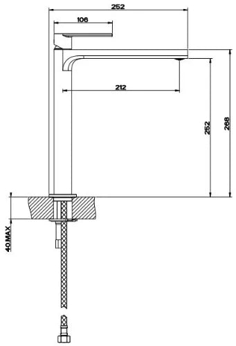 Gessi Manzoni mitigeur lavabo rehaussé sans vidage aut. noir mat