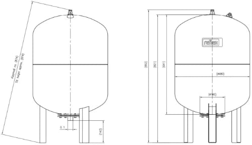Reflex DE 100 vase d'expansion (san) 100 l x 4/4 - 10 bar - bleu - vertical avec pieds