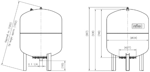 Reflex DE 200 vase d'expansion (san) 200 l x 5/4 - 10 bar - bleu - vertical avec pieds