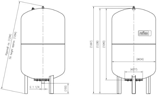 Reflex DE 300 vase d'expansion (san) 300 l x 5/4 - 10 bar - bleu - vertical avec pieds