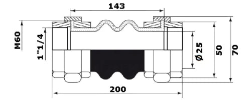 SFERACO 1504 compensator m draadaansl EPDM 5/4"FF