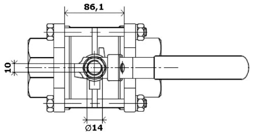 SFERACO 796 3-delige gietijzeren kogelafsluiter m draad 21/2"FF