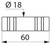 DELABIE Mof voor verbinding 2 buizen Ø20 diam18, 60mm rvs gepolijst